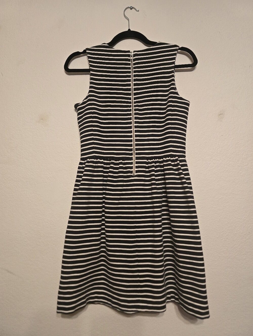 J.Crew Daybreak Striped Knit Fit Flare Mini Dress Black White XS - Picture 3 of 9